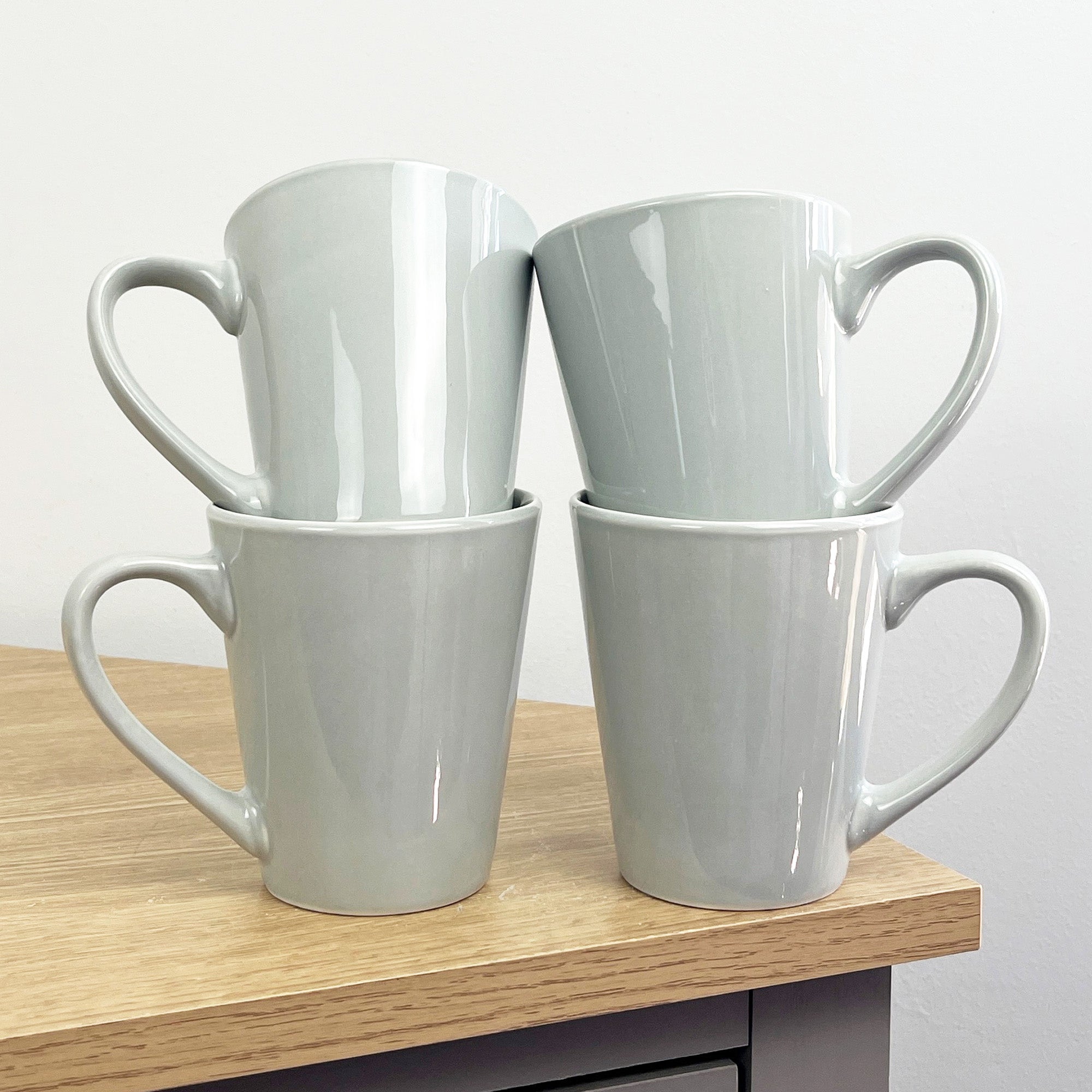 4 x 300ml New Bone Porcelain Mugs – Light Grey