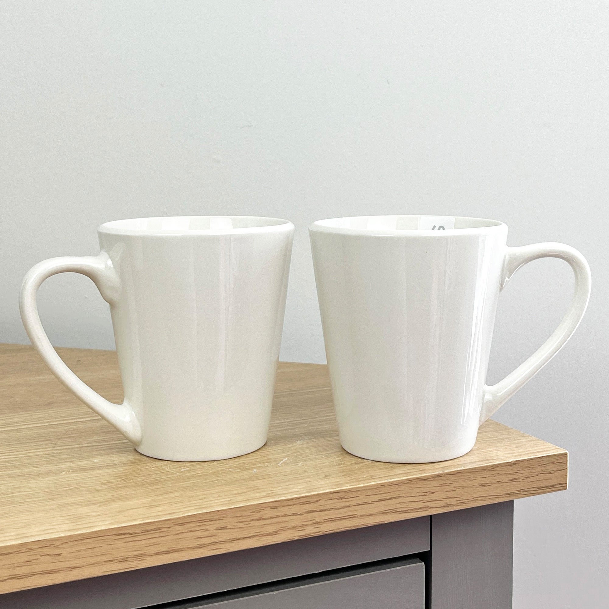 2 x 300ml New Bone Porcelain Mugs – White