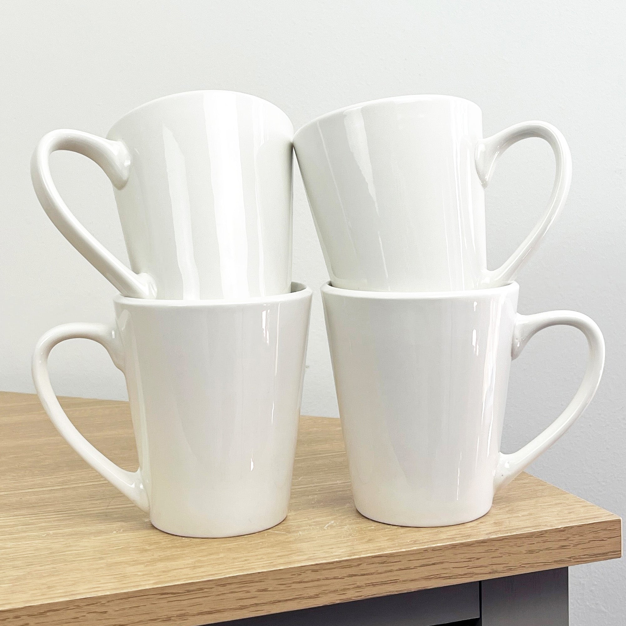 4 x 300ml New Bone Porcelain Mugs – White