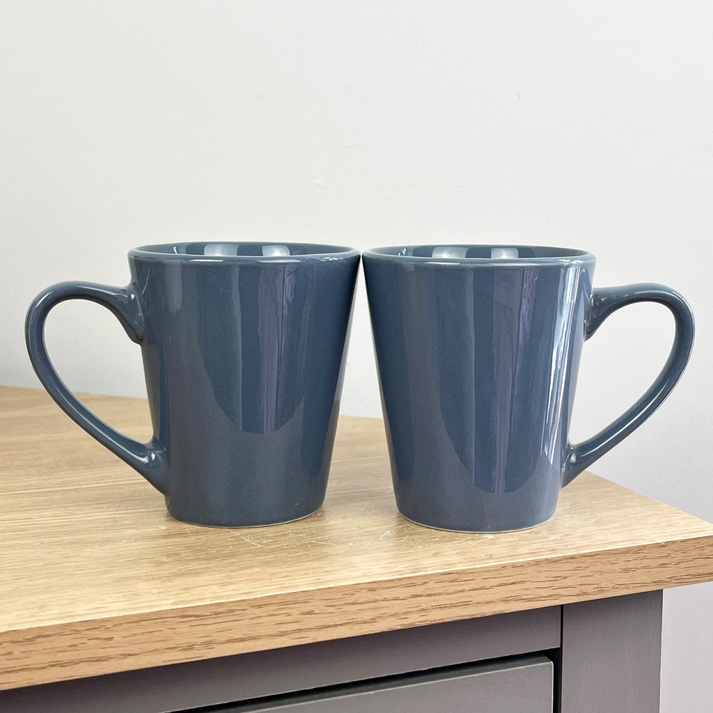 2 x 300ml New Bone Porcelain Mugs – Bluish Grey