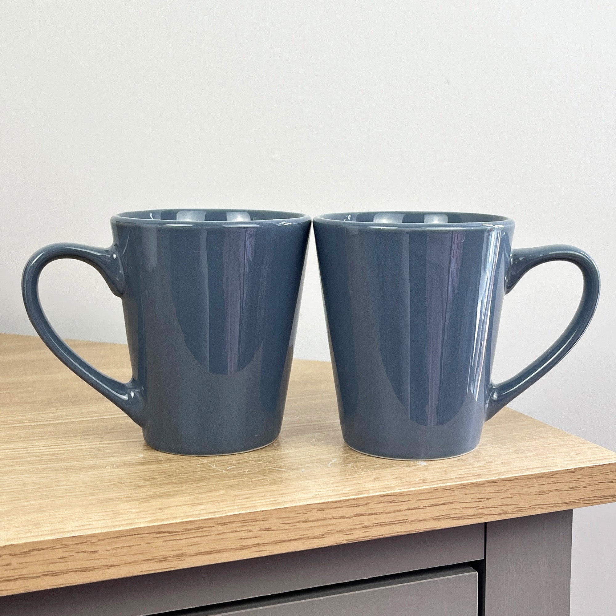 2 x 300ml New Bone Porcelain Mugs – Bluish Grey