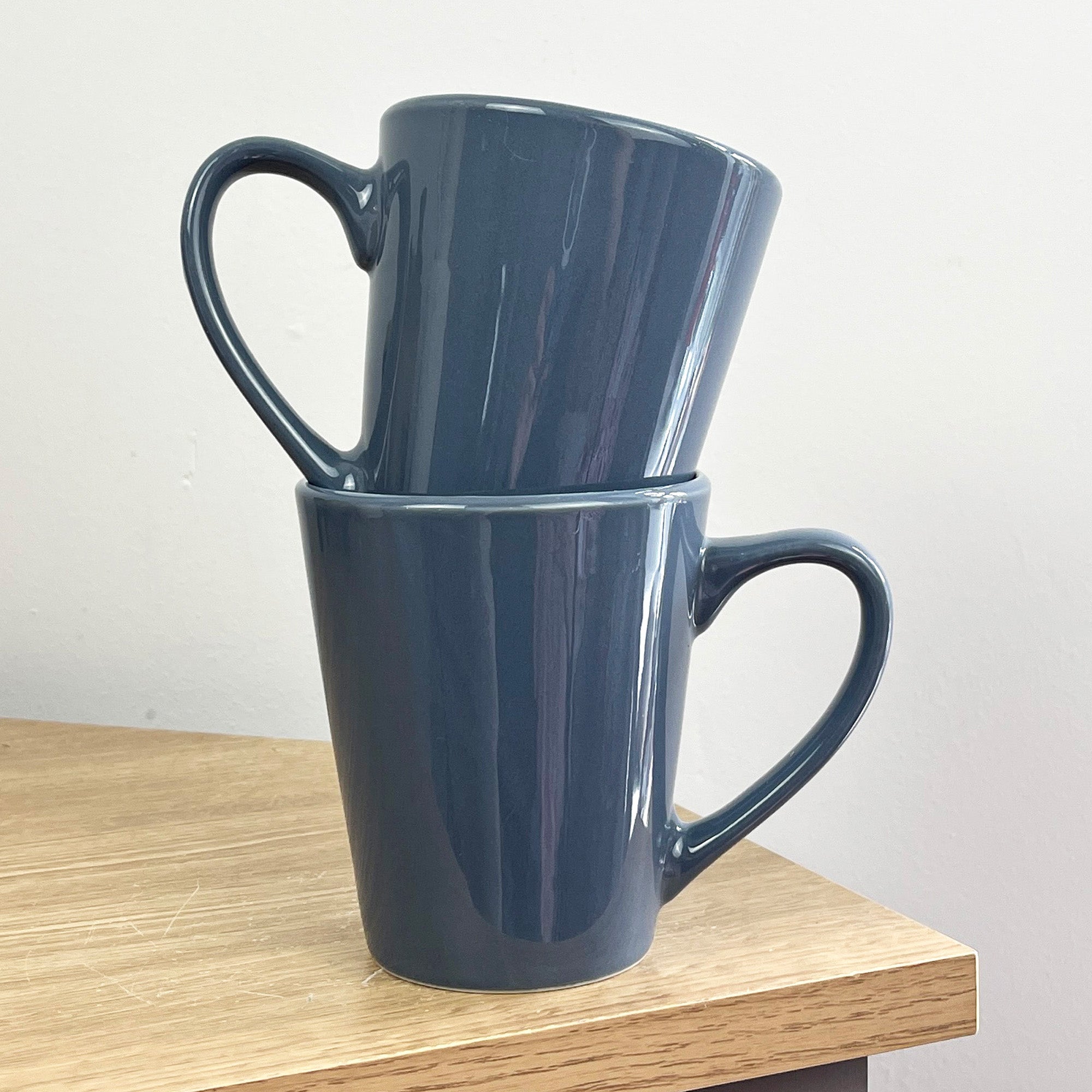 2 x 300ml New Bone Porcelain Mugs – Bluish Grey
