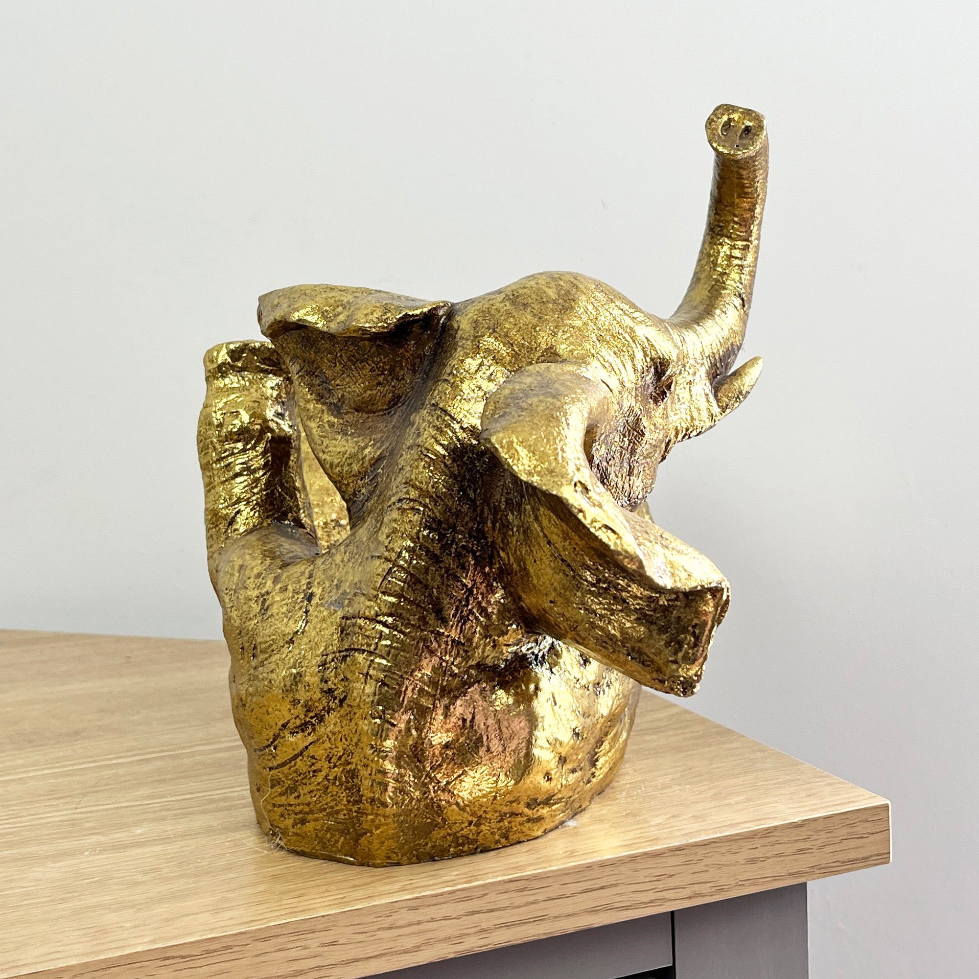 Gold Elephant Single Wine Bottle Holder - Resin