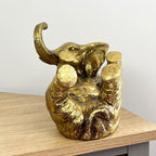 Gold Elephant Single Wine Bottle Holder - Resin