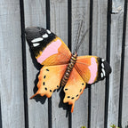 46cm Metal Butterfly Garden Wall Art Decoration – Pink / Brown