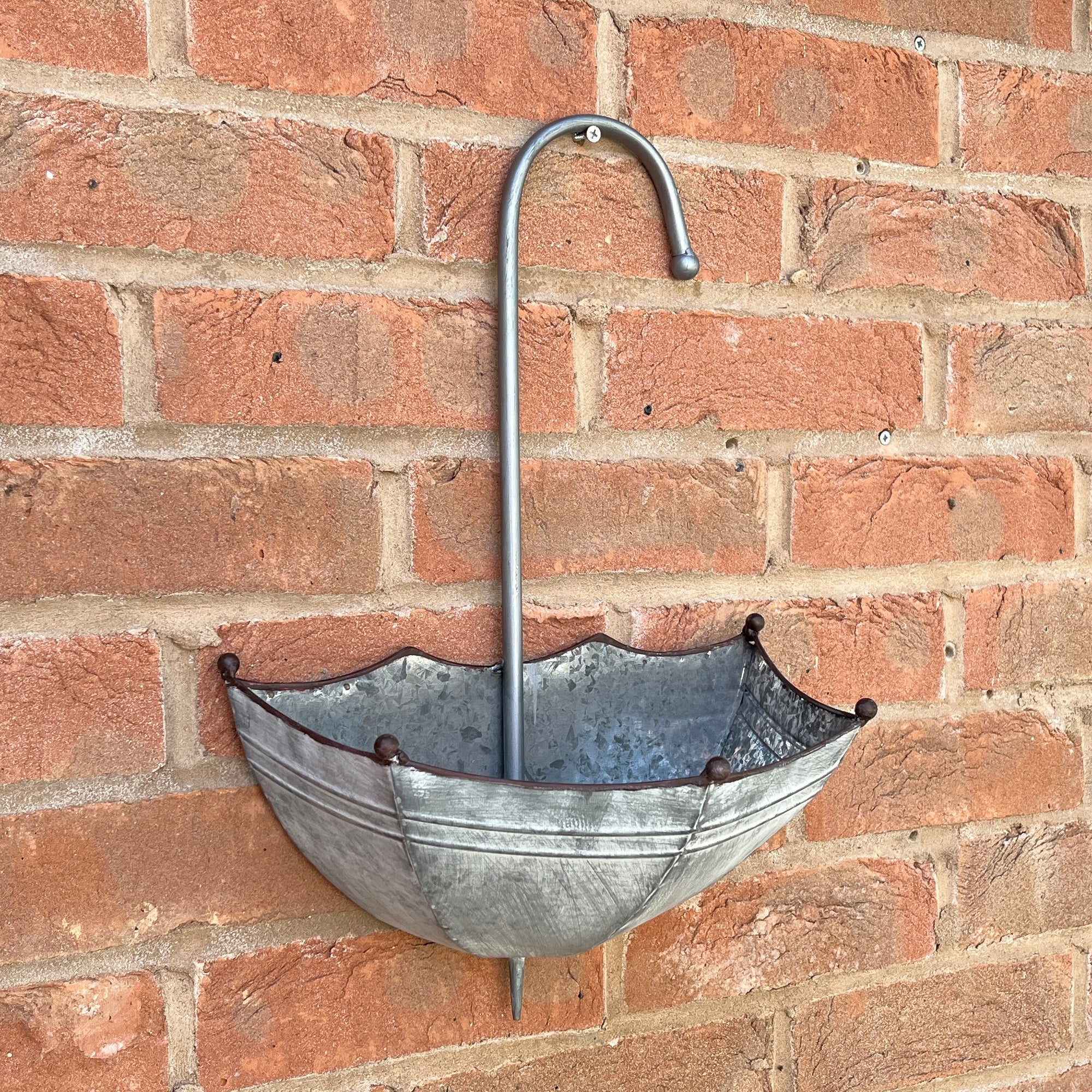 29cm x 44.5cm Umbrella Shaped Wall Mounted Planter – Zinc