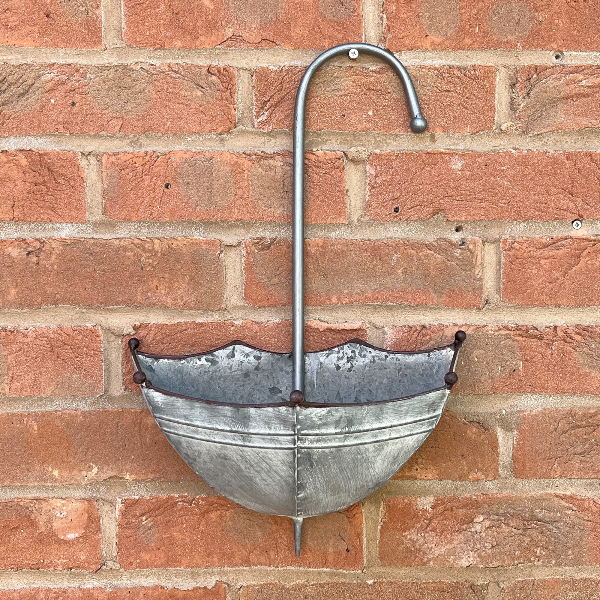 29cm x 44.5cm Umbrella Shaped Wall Mounted Planter – Zinc