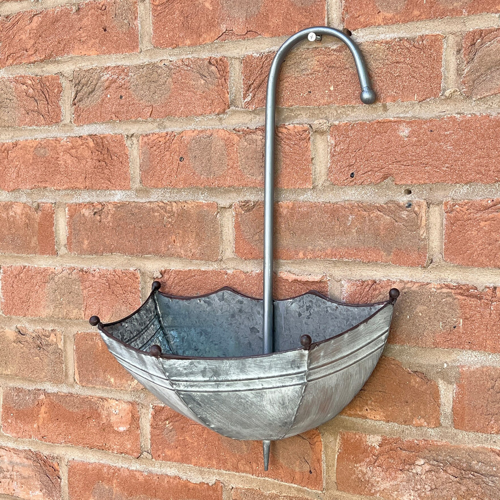 29cm x 44.5cm Umbrella Shaped Wall Mounted Planter – Zinc