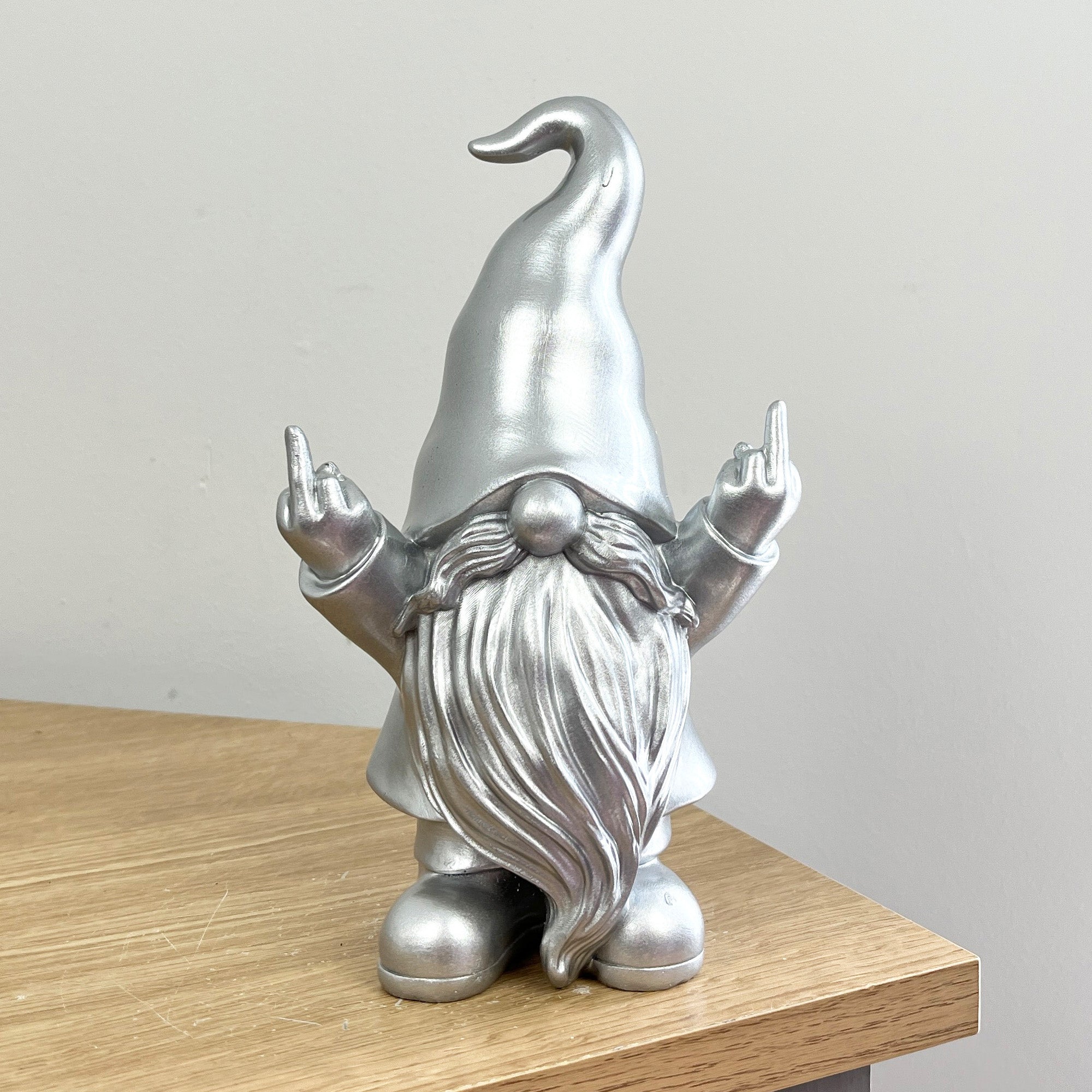 20cm Cheeky Double Middle Finger Gonk Ornament - Silver