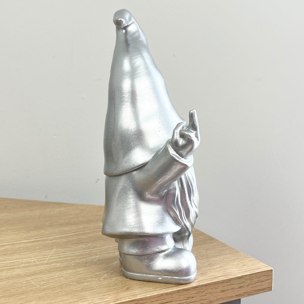 20cm Cheeky Double Middle Finger Gonk Ornament - Silver