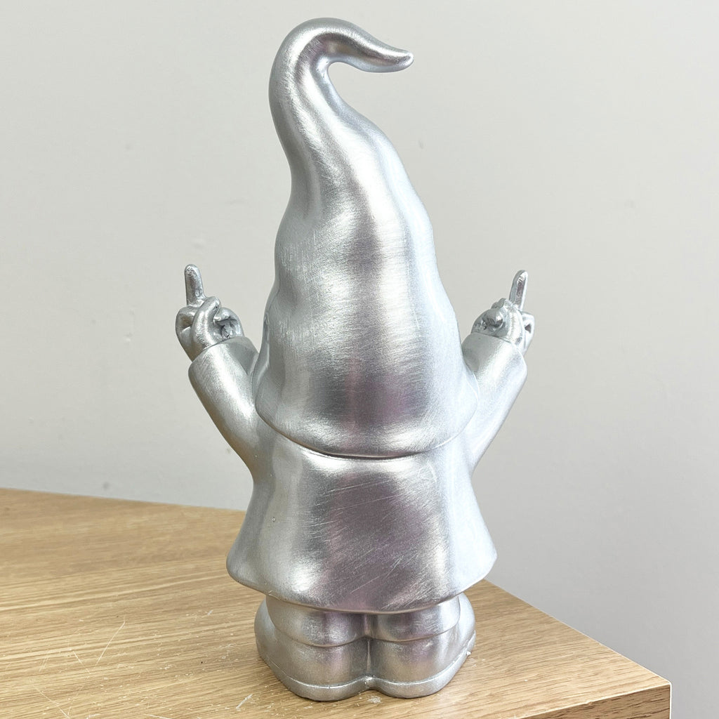 20cm Cheeky Double Middle Finger Gonk Ornament - Silver