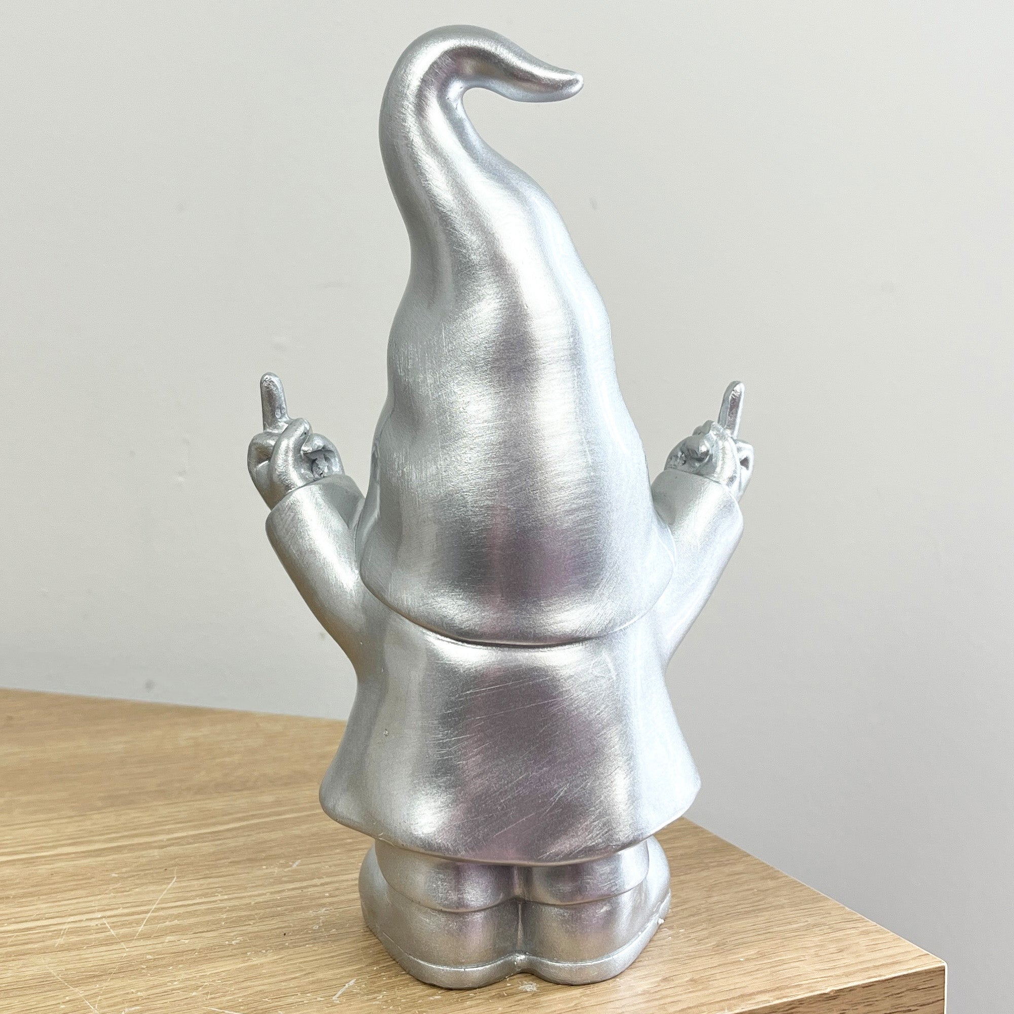 20cm Cheeky Double Middle Finger Gonk Ornament - Silver