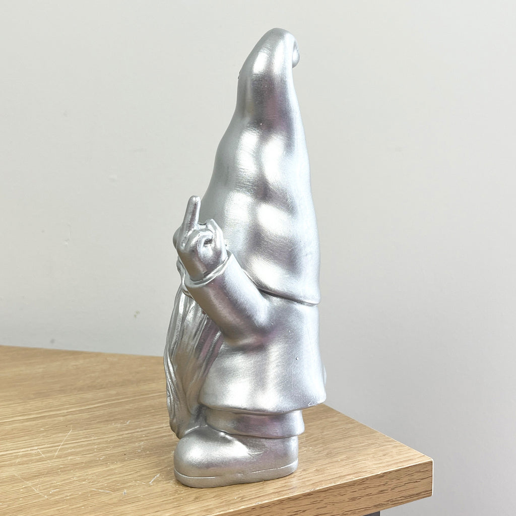 20cm Cheeky Double Middle Finger Gonk Ornament - Silver