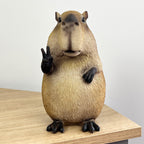 21cm Peace Sign Capybara Ornament - Resin
