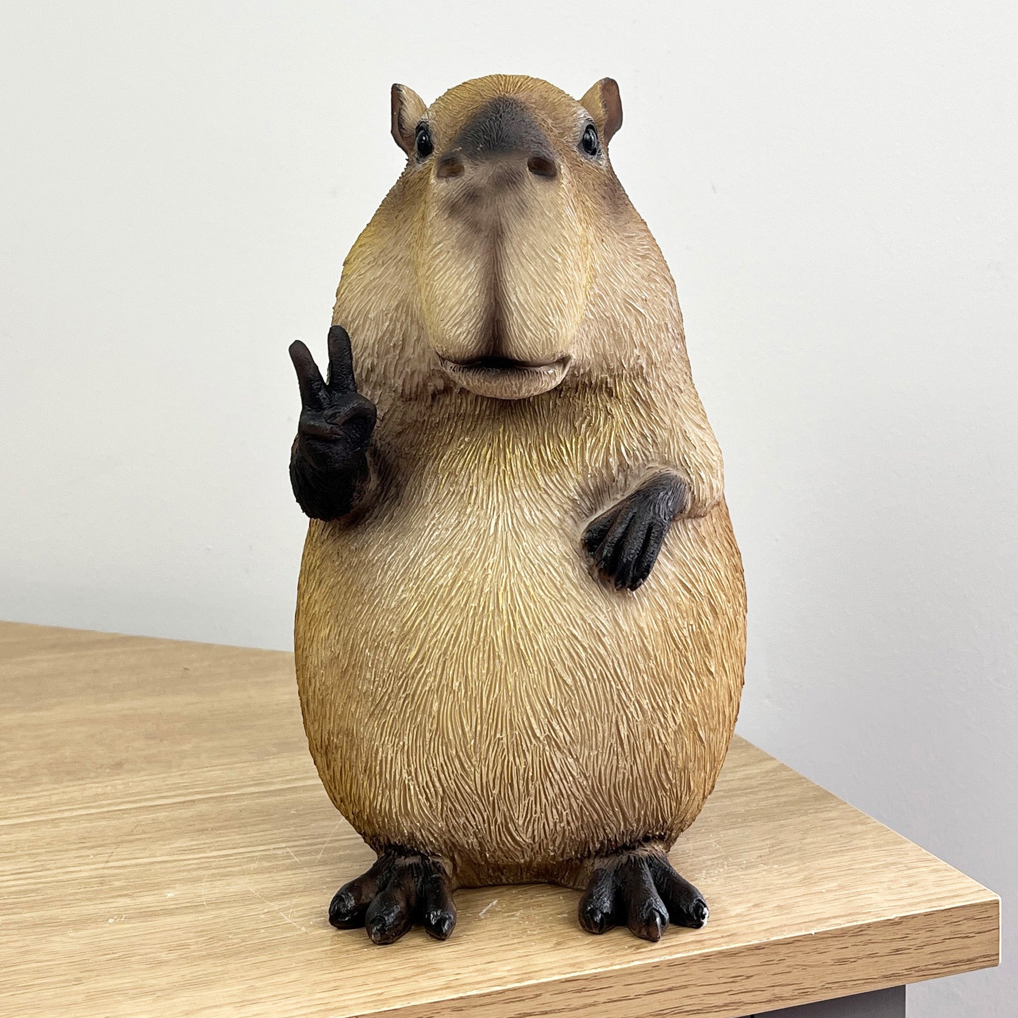 21cm Peace Sign Capybara Ornament - Resin