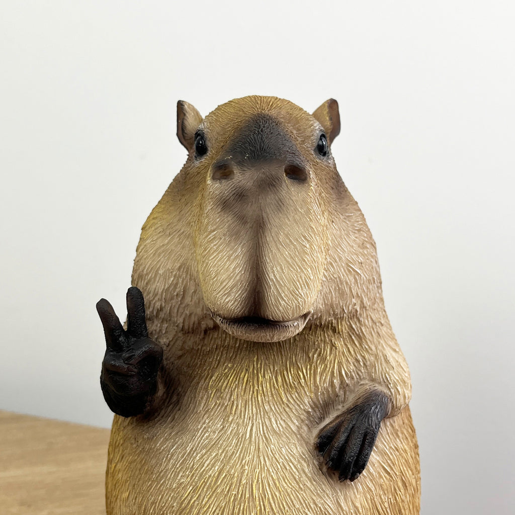 21cm Peace Sign Capybara Ornament - Resin