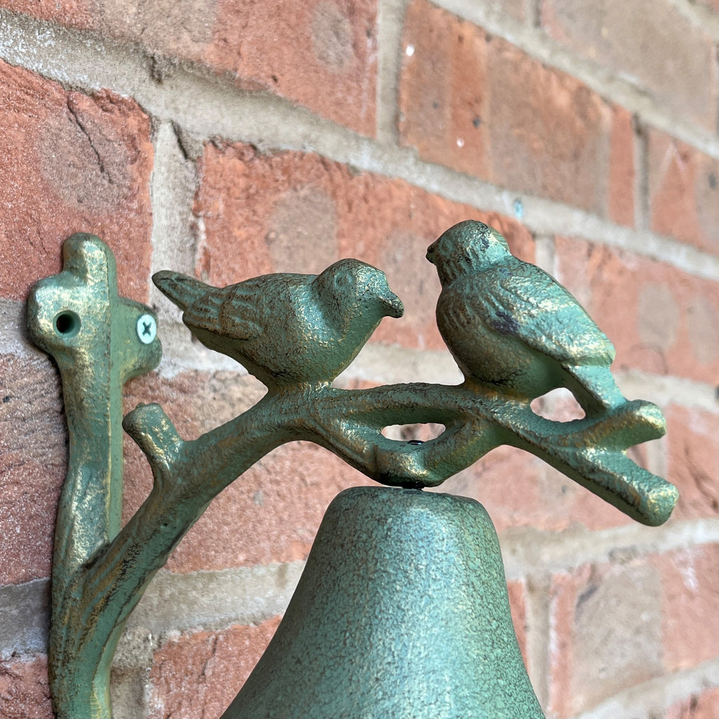 Vintage Style Birds on a Branch Garden Wall Bell - Cast Iron