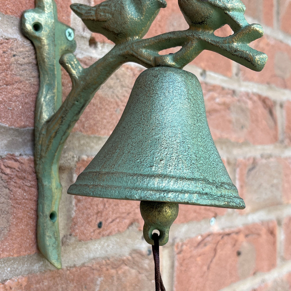Vintage Style Birds on a Branch Garden Wall Bell - Cast Iron