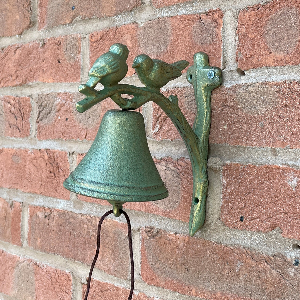 Vintage Style Birds on a Branch Garden Wall Bell - Cast Iron