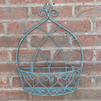 Set of 2 Vintage Style Wall Mounted Outdoor Planter Shelves - Duck Egg Blue