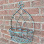 Set of 2 Vintage Style Wall Mounted Outdoor Planter Shelves - Duck Egg Blue