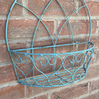 Set of 2 Vintage Style Wall Mounted Outdoor Planter Shelves - Duck Egg Blue