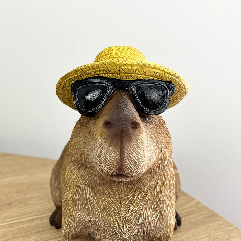 18cm Beach Ready Capybara Ornament – Resin