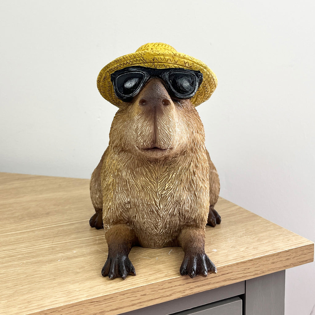 18cm Beach Ready Capybara Ornament – Resin