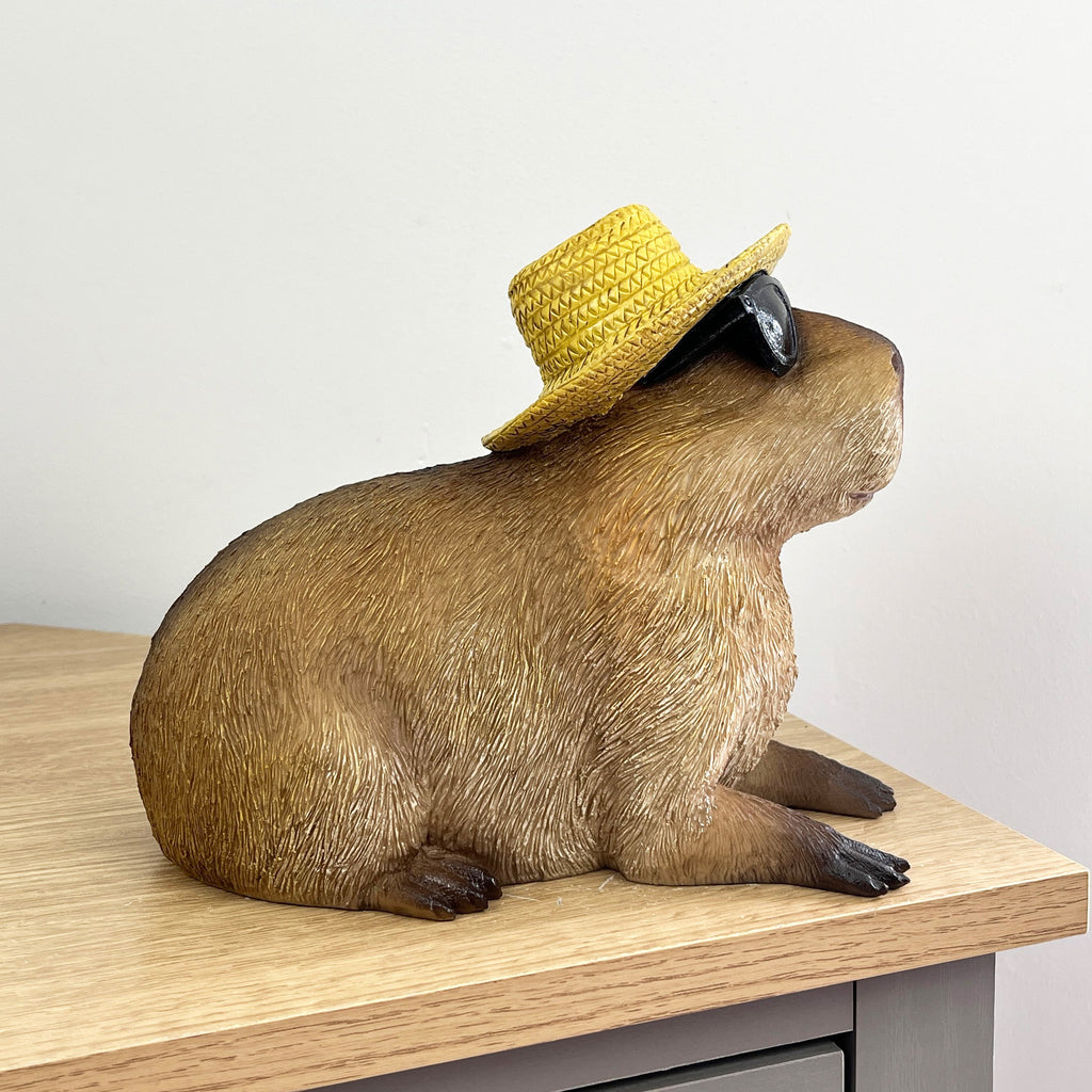 18cm Beach Ready Capybara Ornament – Resin