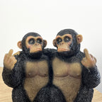 16.5cm Pair of Rude Middle Finger Monkeys Ornament - Resin