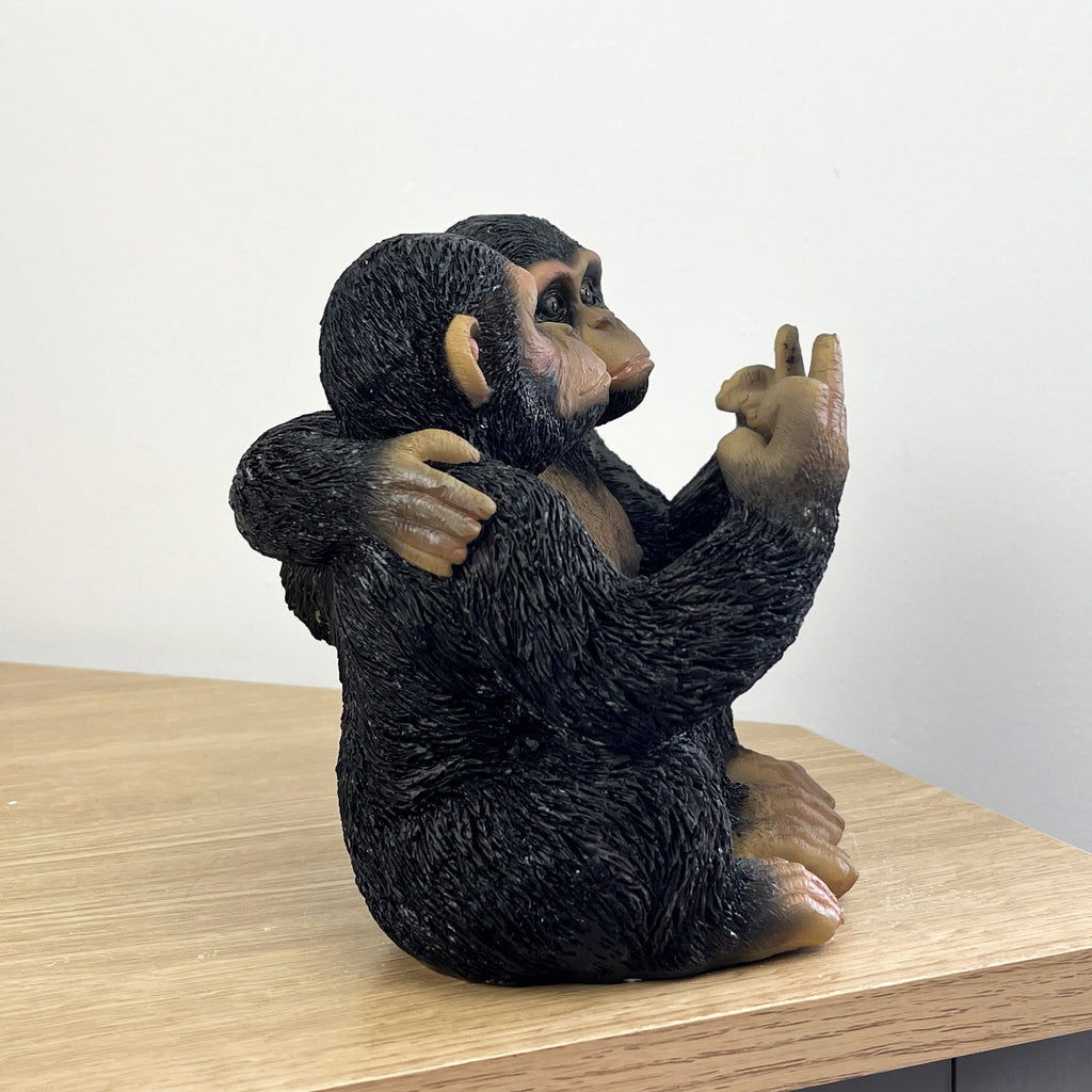 16.5cm Pair of Rude Middle Finger Monkeys Ornament - Resin
