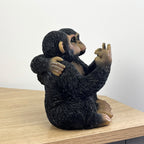 16.5cm Pair of Rude Middle Finger Monkeys Ornament - Resin
