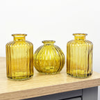3 Piece Glass Bud Vase Set - Yellow Mix #3