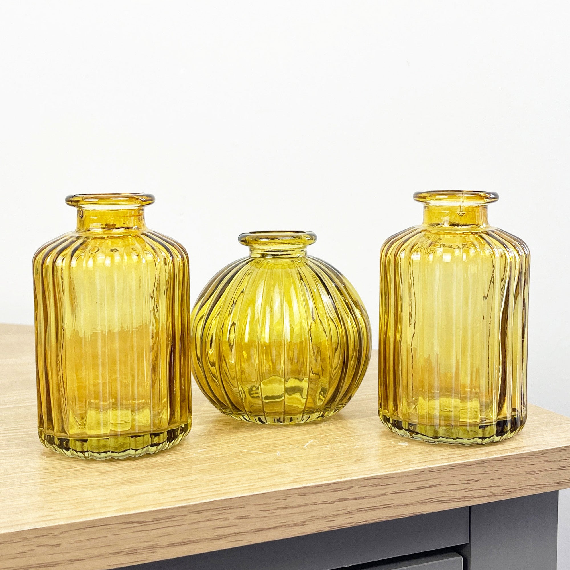3 Piece Glass Bud Vase Set - Yellow Mix #3