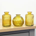 3 Piece Glass Bud Vase Set - Yellow Mix #3