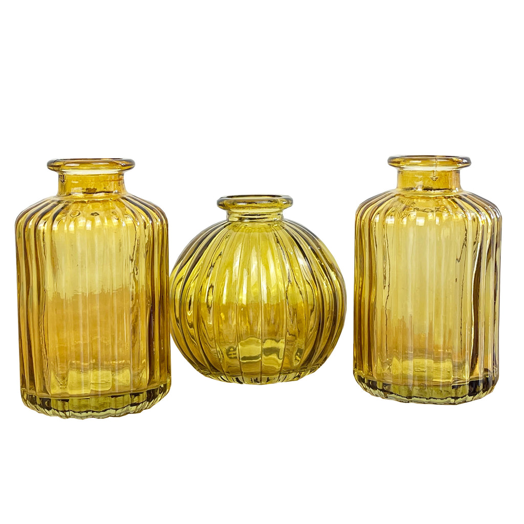 3 Piece Glass Bud Vase Set - Yellow Mix #3
