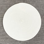 4 x 38cm White Round Place Mats Table Settings - Woven Fabric