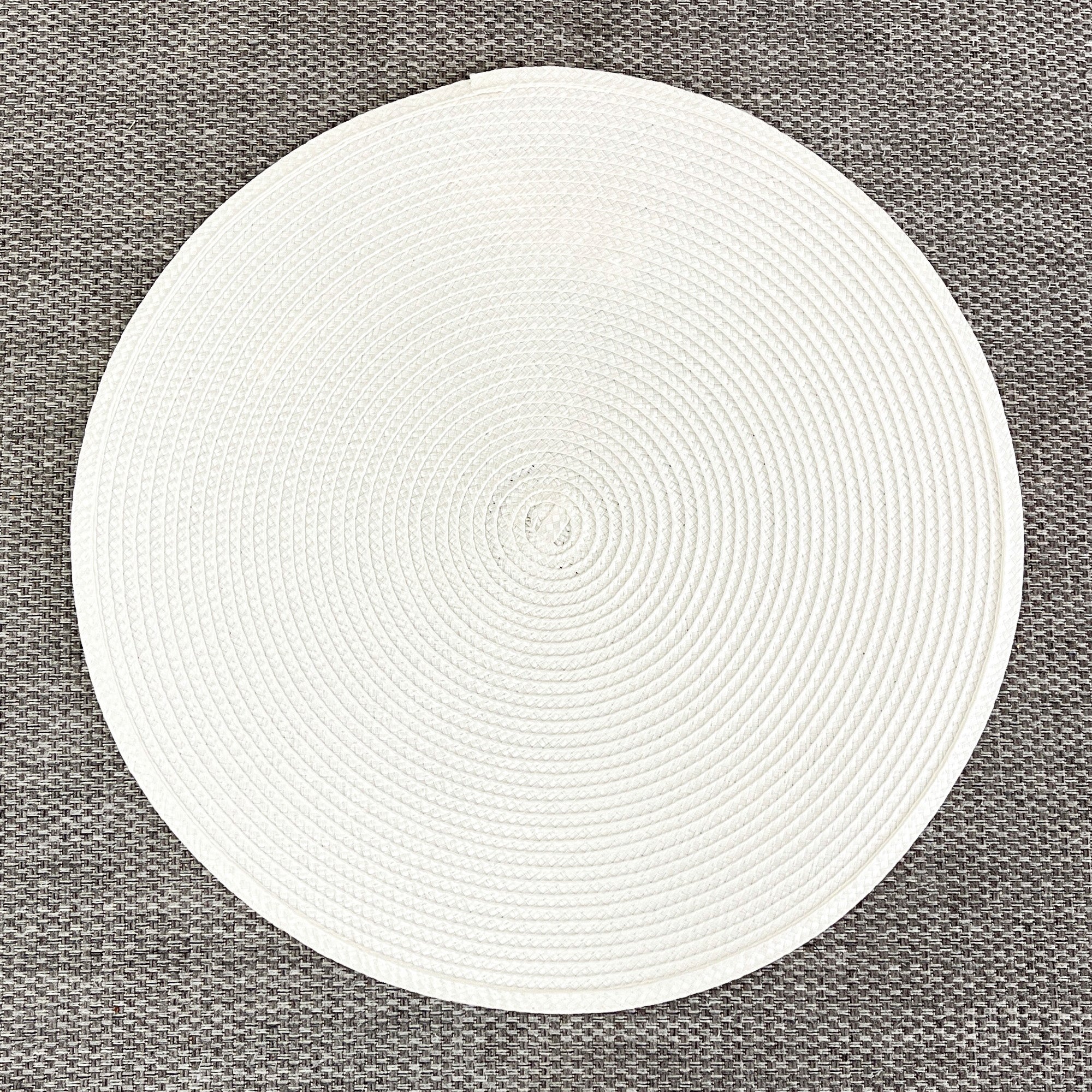 4 x 38cm White Round Place Mats Table Settings - Woven Fabric