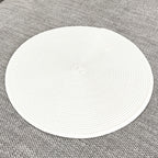 4 x 38cm White Round Place Mats Table Settings - Woven Fabric