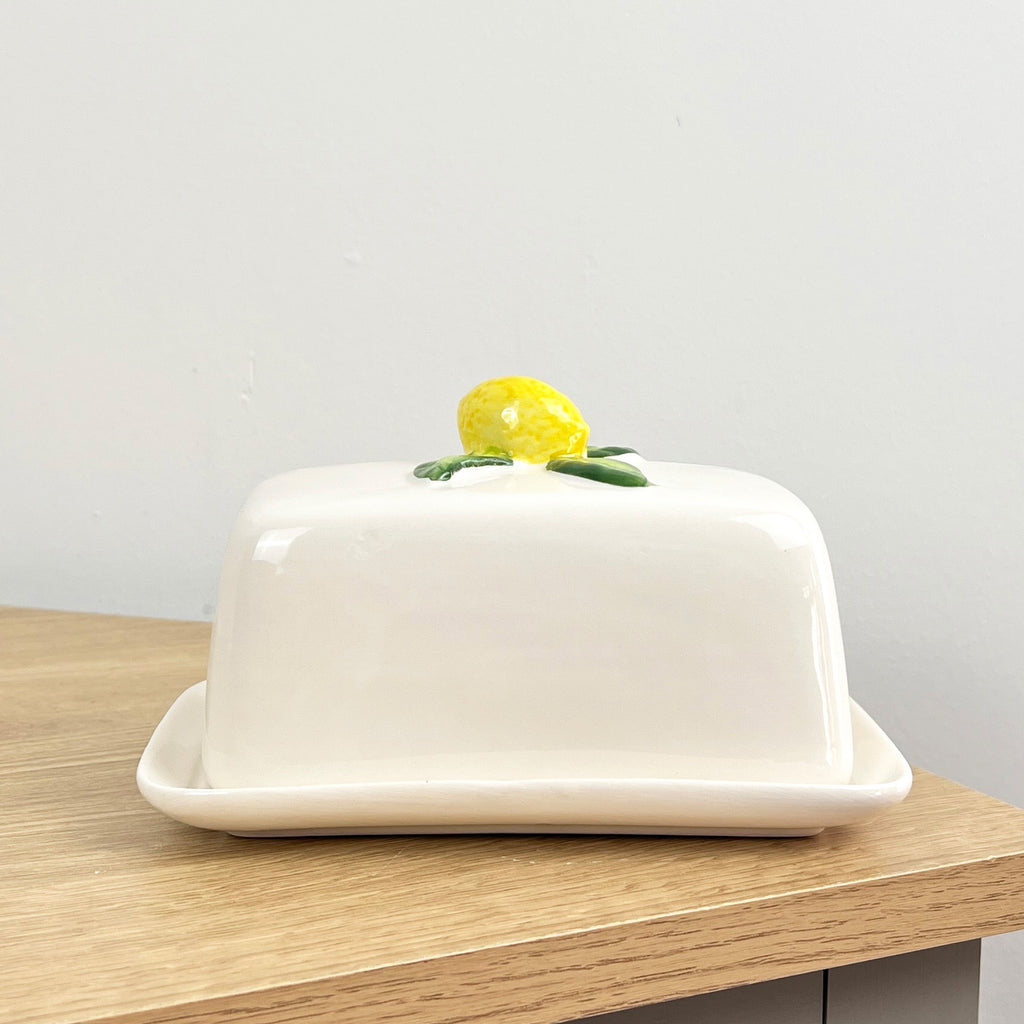 Ceramic Lemons Butter Dish with Lid