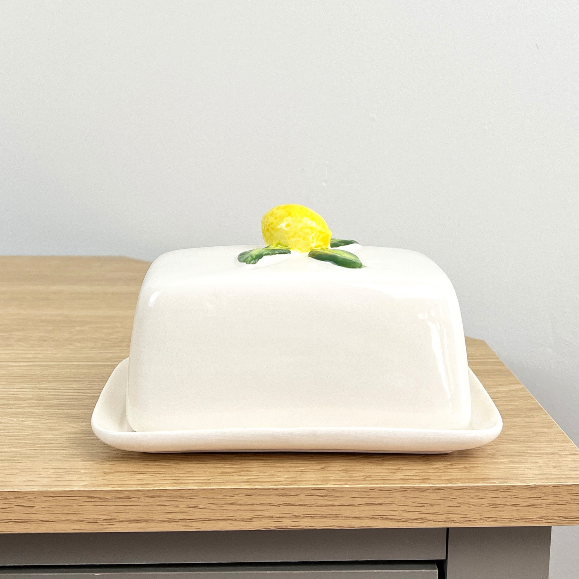 Ceramic Lemons Butter Dish with Lid