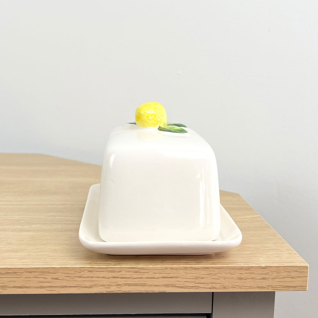 Ceramic Lemons Butter Dish with Lid