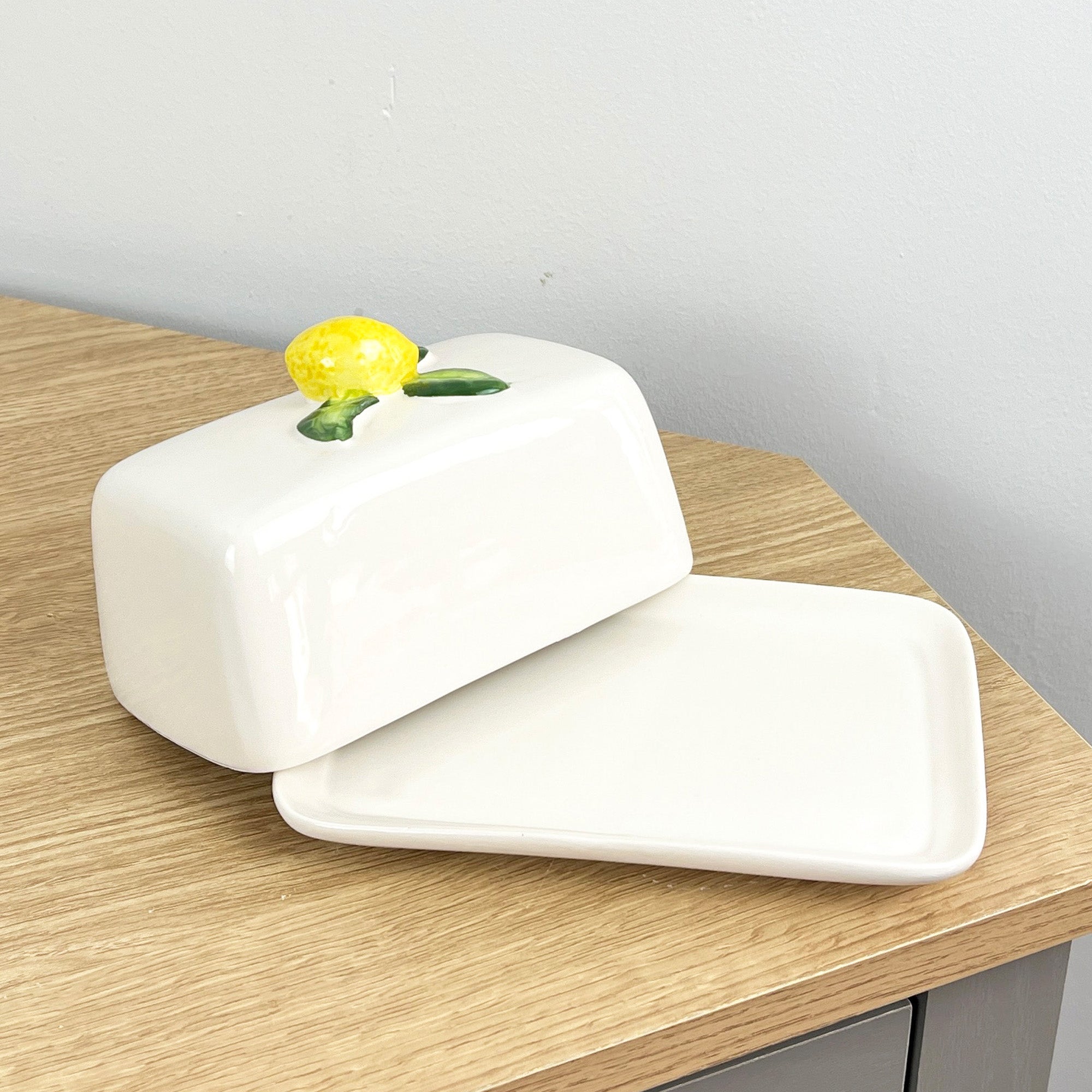 Ceramic Lemons Butter Dish with Lid