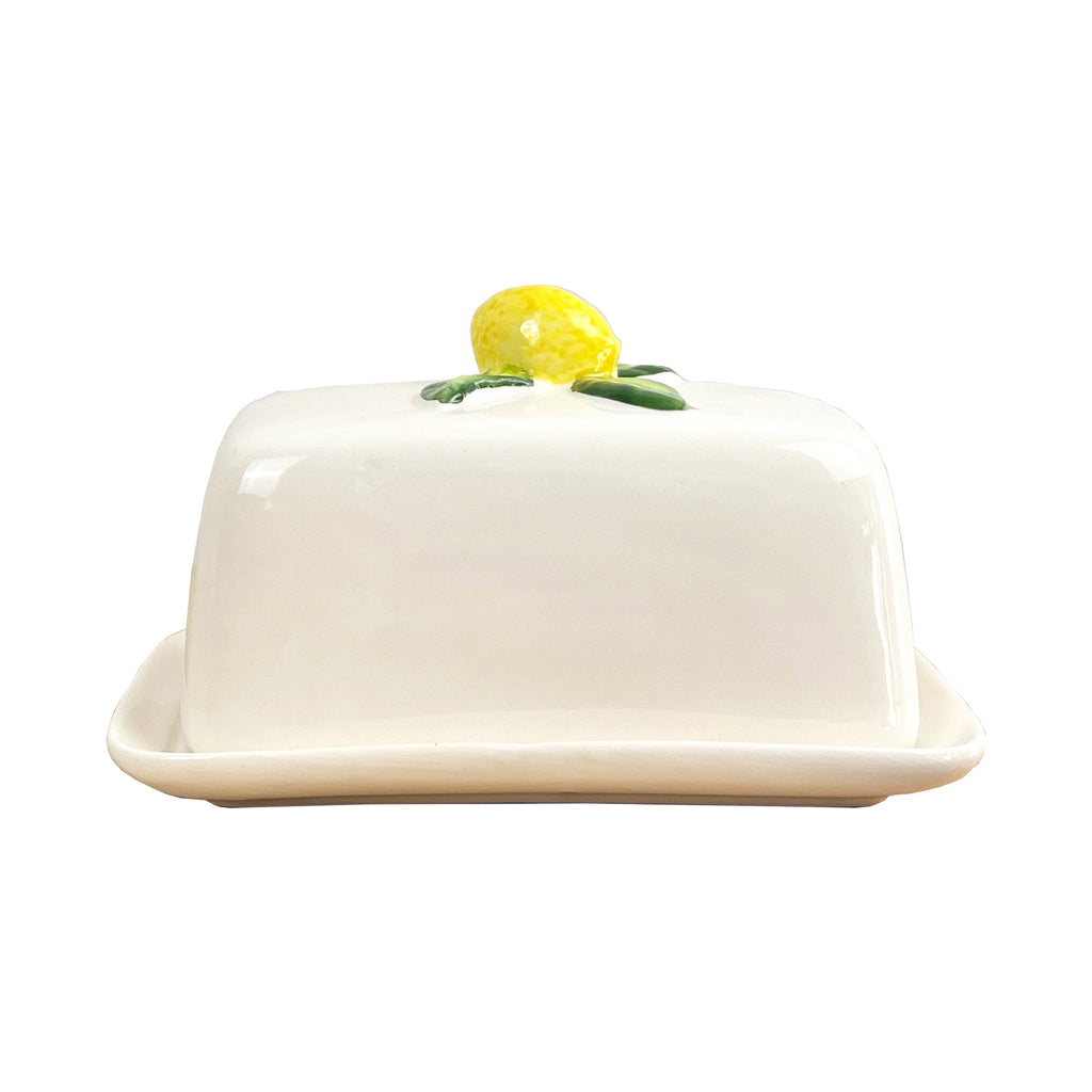Ceramic Lemons Butter Dish with Lid