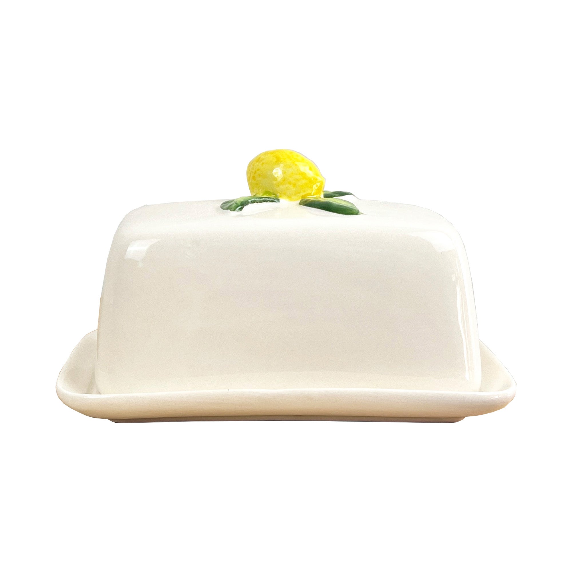Ceramic Lemons Butter Dish with Lid