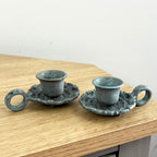 Set of 2 Vintage Style Metal Chamber Stick Candle Holders