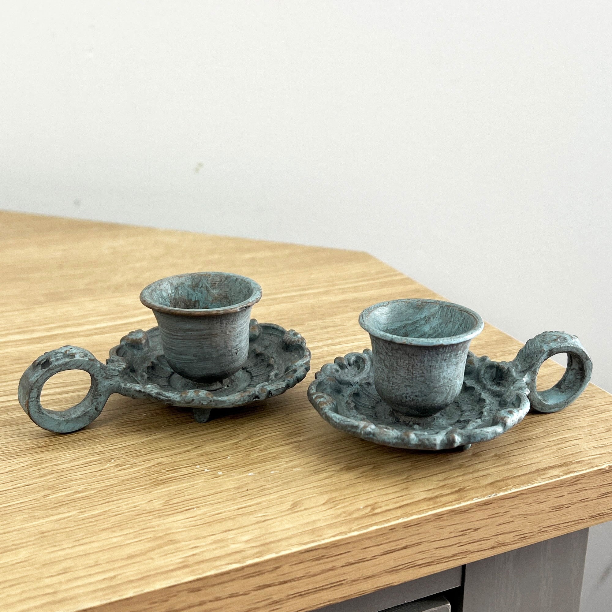 Set of 2 Vintage Style Metal Chamber Stick Candle Holders