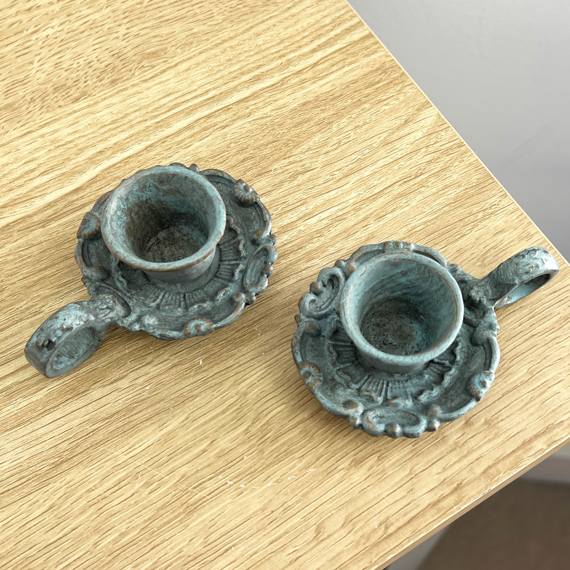 Set of 2 Vintage Style Metal Chamber Stick Candle Holders