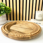 30cm Round Beaded Decorative Wooden Plate