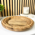 30cm Round Beaded Decorative Wooden Plate